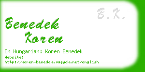 benedek koren business card